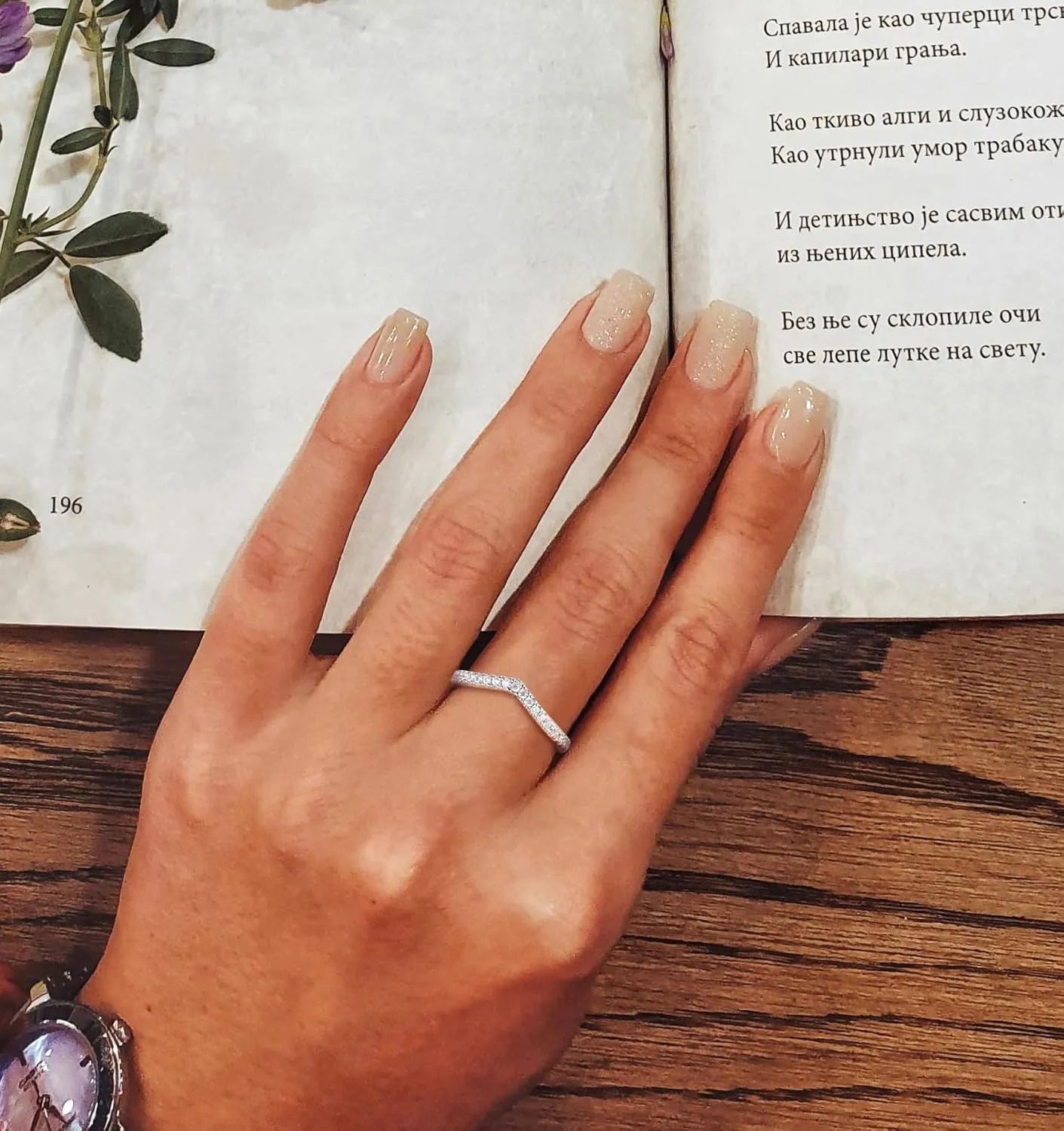 TIGRADE Cubic Zirconia Eternity Ring V Shape Stacking Ring Minimalist CZ Statement Band for Women Size 3-13