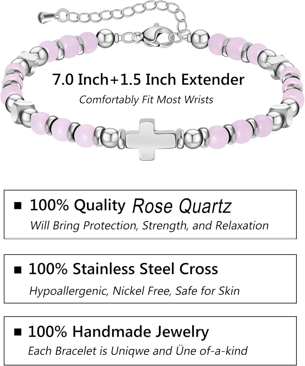Tiny Natural Gemstone Cross Charm Bracelet, Christian First Communion Gifts for Daughter Girlfriend Mother, Meaningful Jewelry