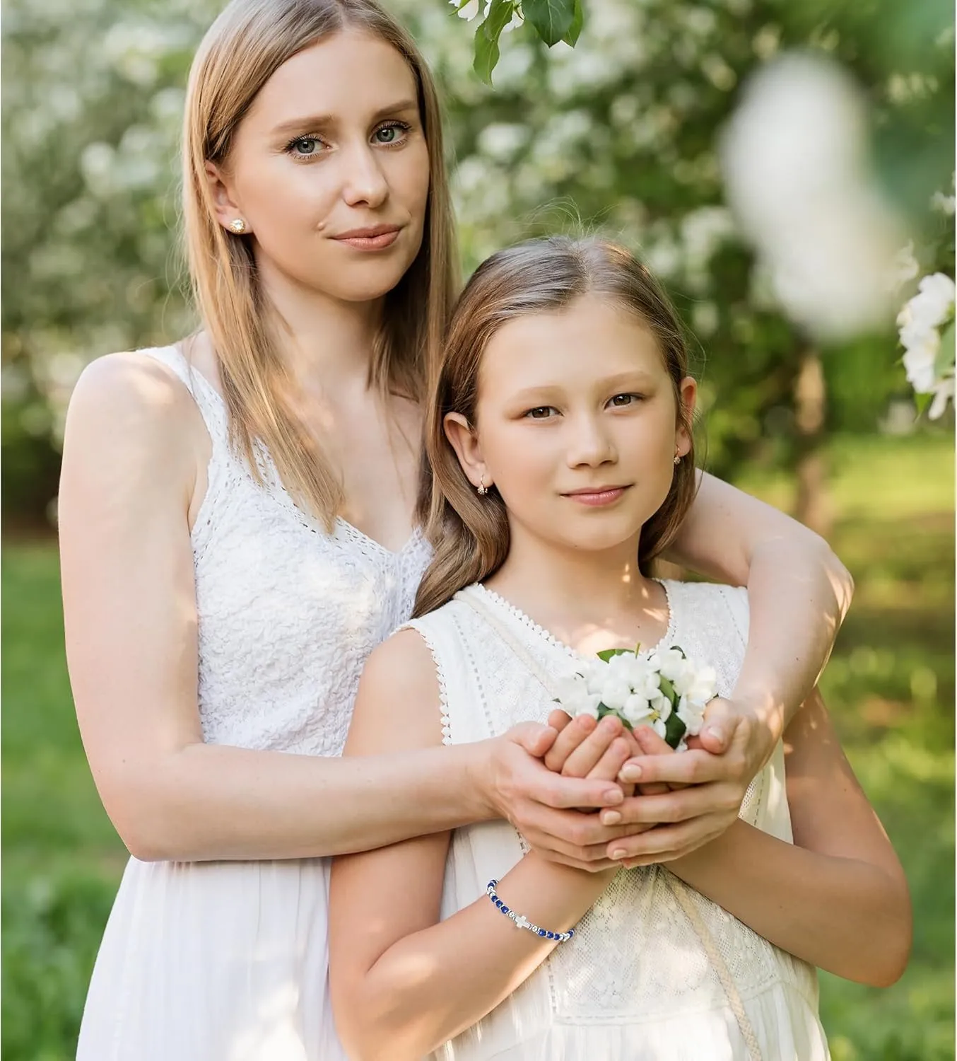 Tiny Natural Gemstone Cross Charm Bracelet, Christian First Communion Gifts for Daughter Girlfriend Mother, Meaningful Jewelry