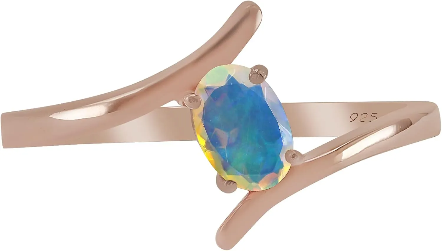 TISHAVI Natural Exquisite Ethiopian Opal Gemstone Rings For Women, Sterling Silver October Birthstone Engagement Wedding Christmas Ring Fine Jewelry Women'S Day Gifts For Mom Wife Sister