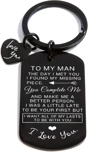 To My Man Keychain Valentines Gifts: key chains for Men Son Him Birthday Anniversary