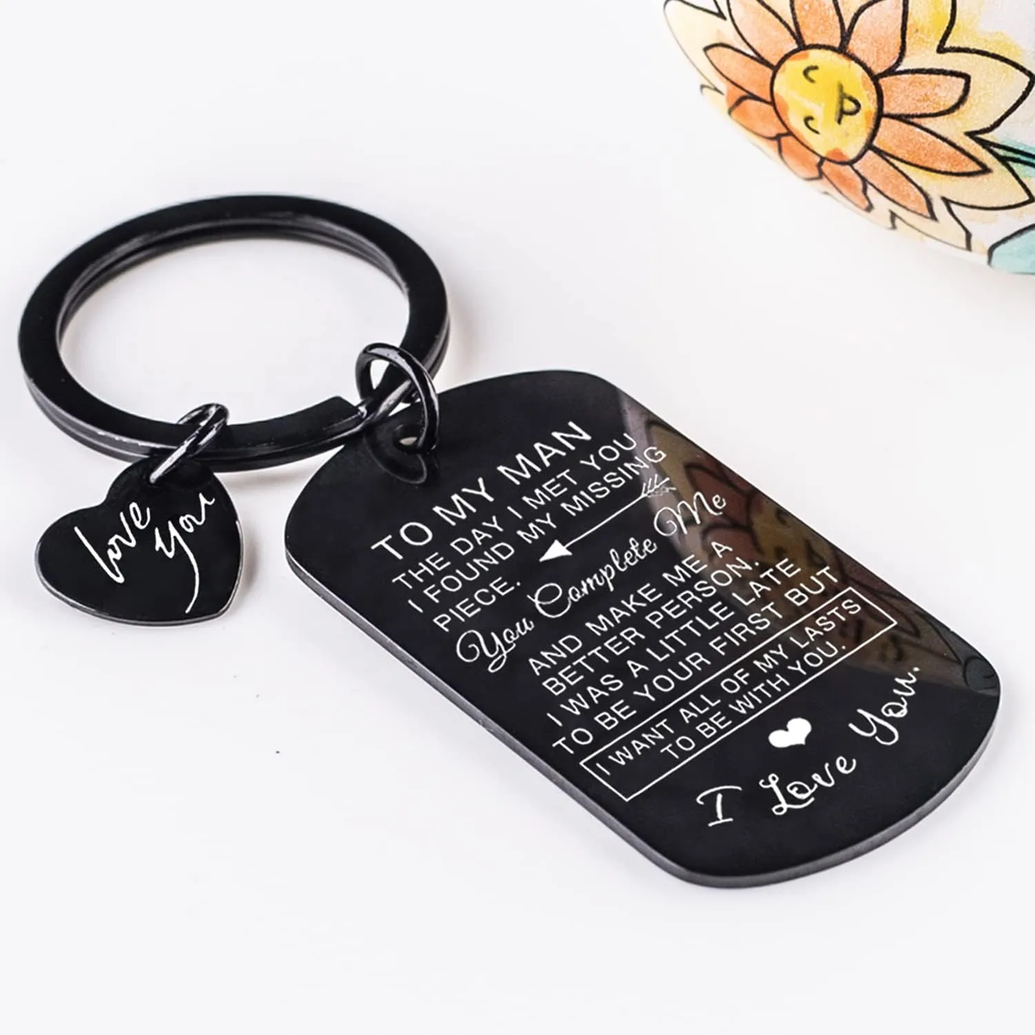 To My Man Keychain Valentines Gifts: key chains for Men Son Him Birthday Anniversary