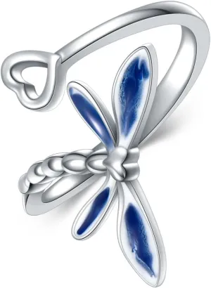 Toe Ring for Women 925 Sterling Silver Toe Rings Butterfly/Dragonfly/Pet Paw Prints Toe Rings Adjustable Beach Open Toe Rings