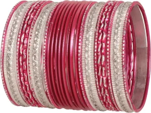 Touchstone Indian Metal Bangles for Women Gold Alloy Bracelets desi 2 Dozen Bangle Collection Bollywood Women's Jewelry Set Multi Stacking Wide Chunky Textured Golden Set of 24 in Gold or White Tone