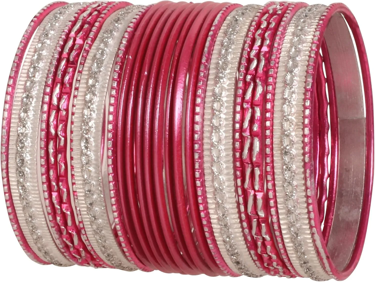Touchstone Indian Metal Bangles for Women Gold Alloy Bracelets desi 2 Dozen Bangle Collection Bollywood Women's Jewelry Set Multi Stacking Wide Chunky Textured Golden Set of 24 in Gold or White Tone
