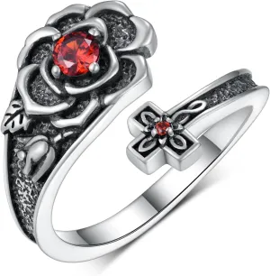 Tree of Life/Rose/Sunflower/Bee Spoon Ring 925 Sterling Silver Adjustable Thumb Rings Birthday Jewelry Gifts for Women