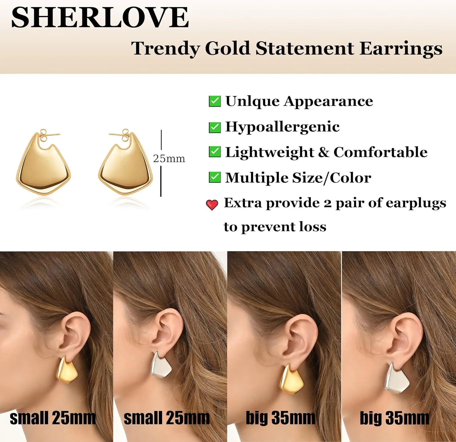Trendy Gold Knot Earrings for Women Chunky Statement Drop Dangle Earrings Lightweight Hypoallergenic Fashion Gold Jewelry