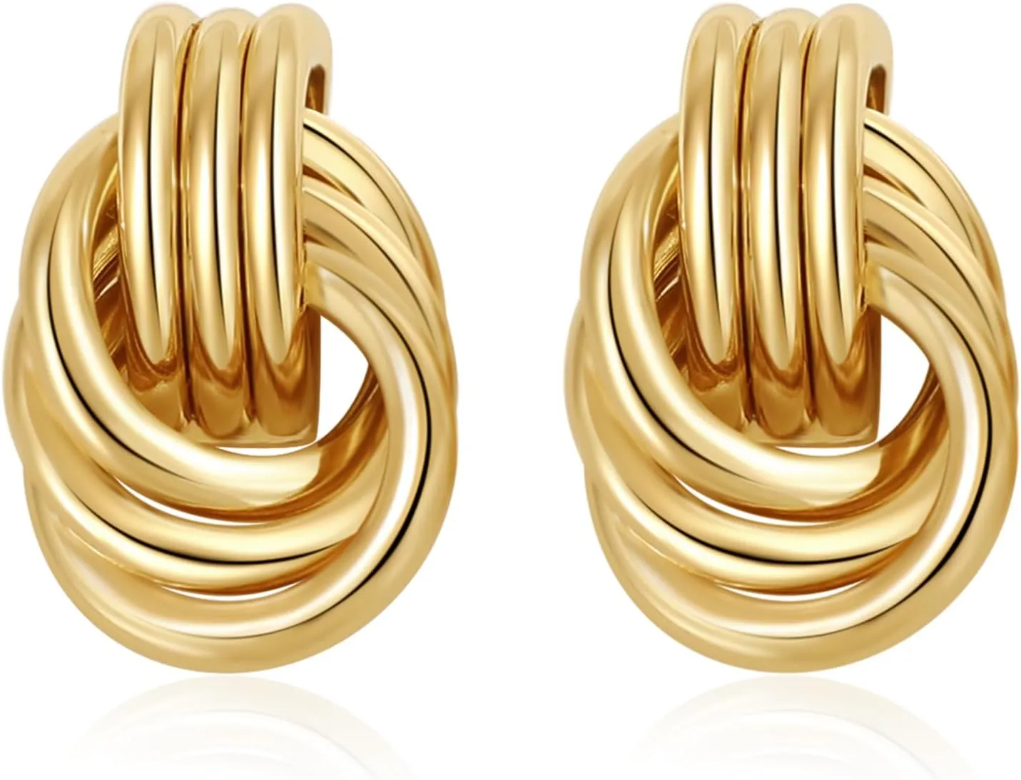 Trendy Gold Knot Earrings for Women Chunky Statement Drop Dangle Earrings Lightweight Hypoallergenic Fashion Gold Jewelry