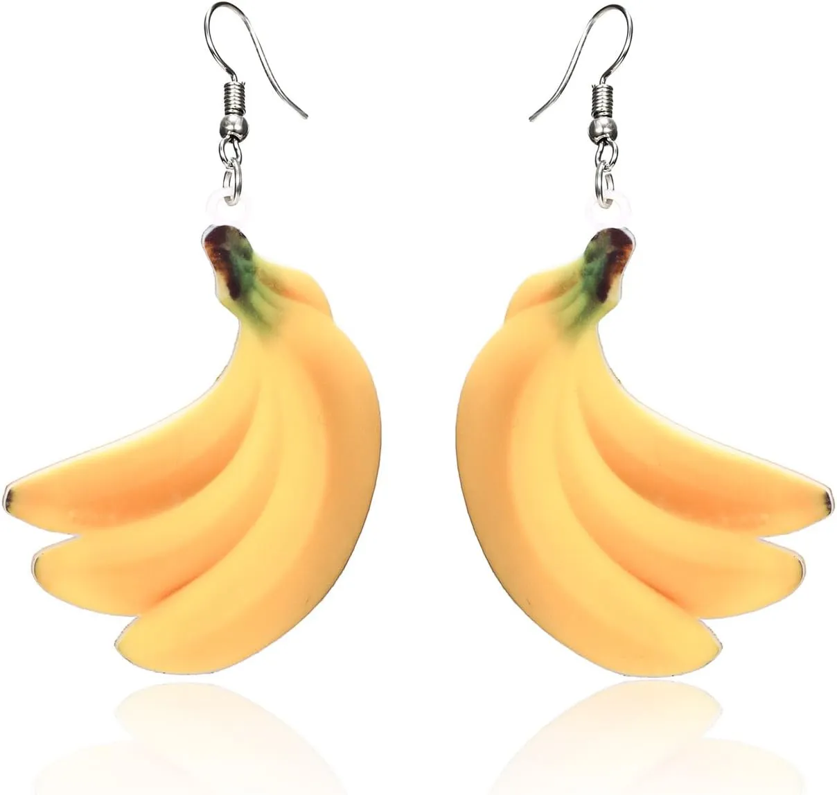 Trendy Statement Creative Funny Lifelike Fruits Acrylic Flat Earrings Banana Earrings for Women (Banana)