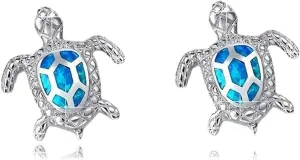 Turtle Earrings for Women Trendy Sparkling Animal Turtle 925 Sterling Silver Crystal Stud Earrings Sea Ocean Summer Beach Jewelry Gifts