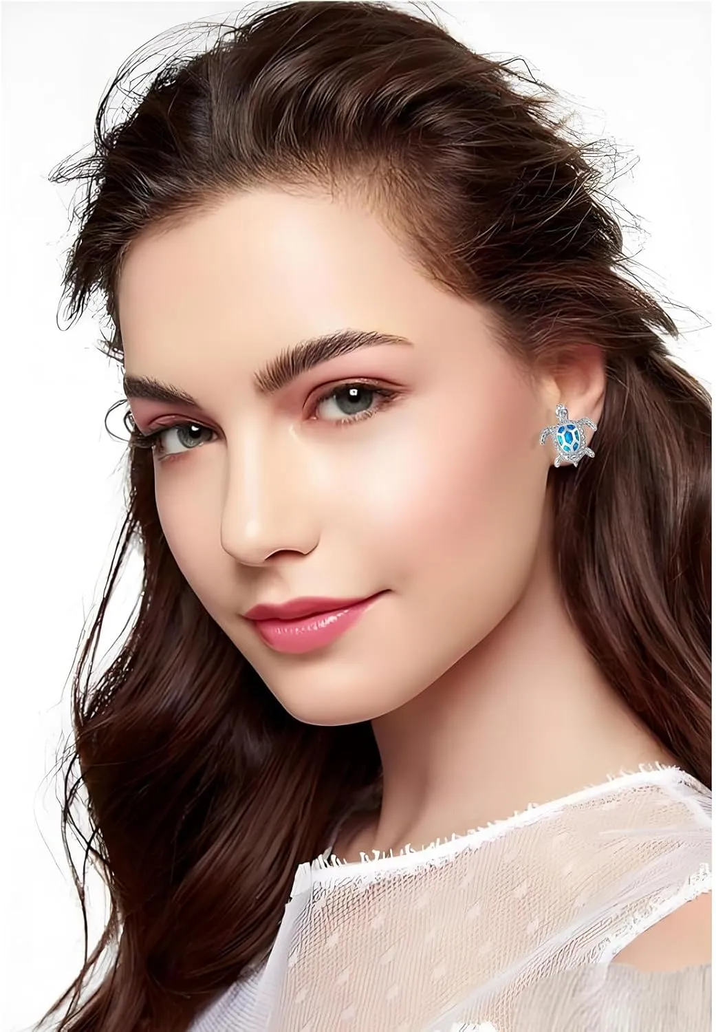 Turtle Earrings for Women Trendy Sparkling Animal Turtle 925 Sterling Silver Crystal Stud Earrings Sea Ocean Summer Beach Jewelry Gifts