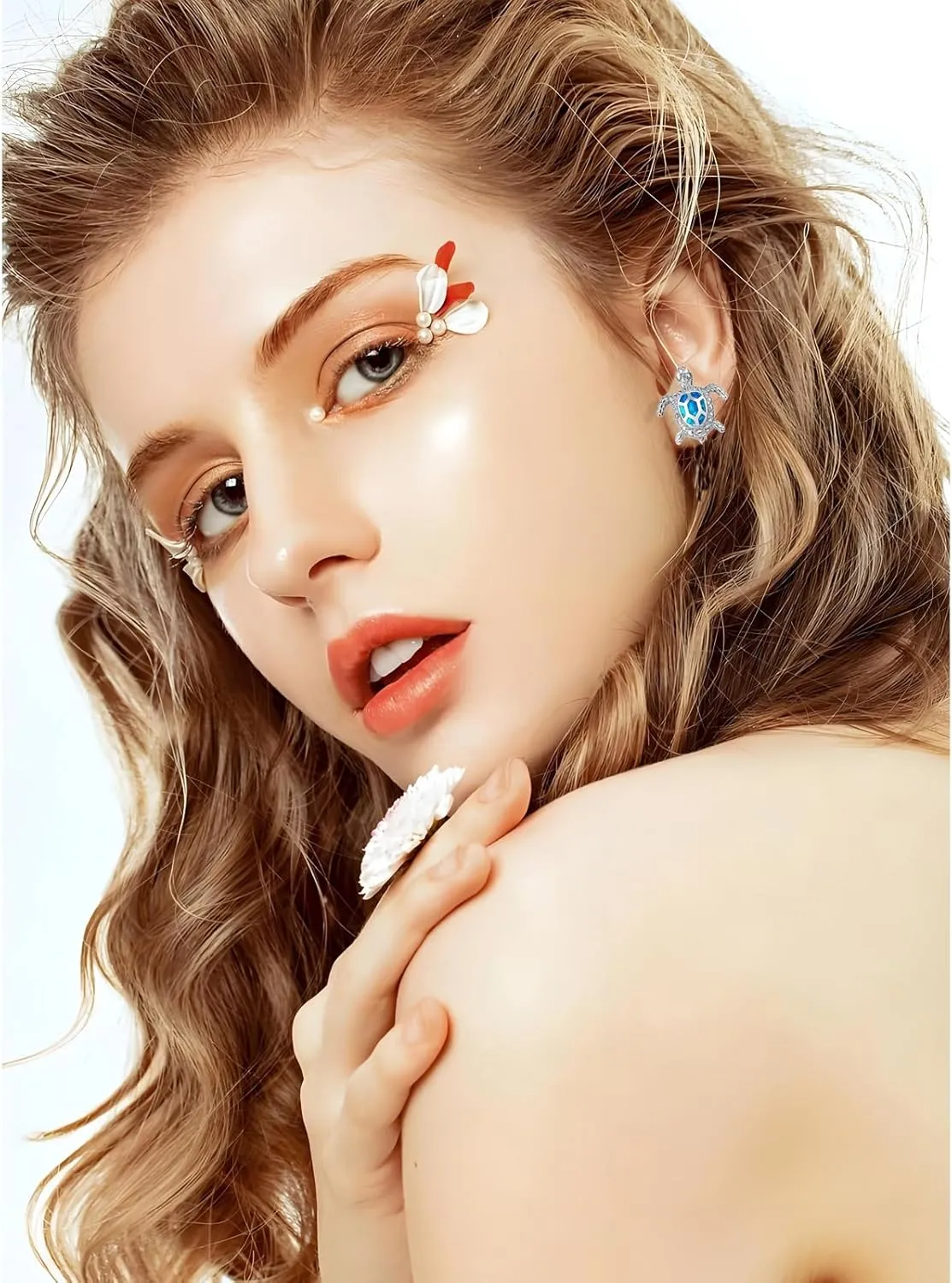 Turtle Earrings for Women Trendy Sparkling Animal Turtle 925 Sterling Silver Crystal Stud Earrings Sea Ocean Summer Beach Jewelry Gifts