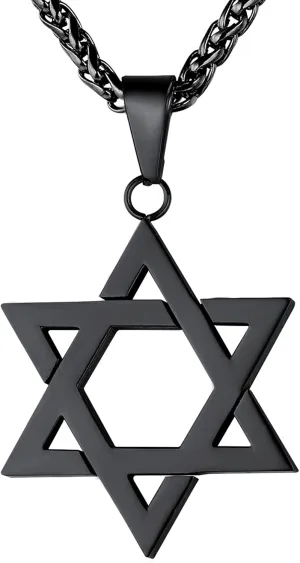 U7 Star of David Necklace for Men Women Gold/Stainless Steel Hexagon Pendant with Cross/Ruby Stone/Classic Jewish Isael Necklaces, Length 22" 24" 26"