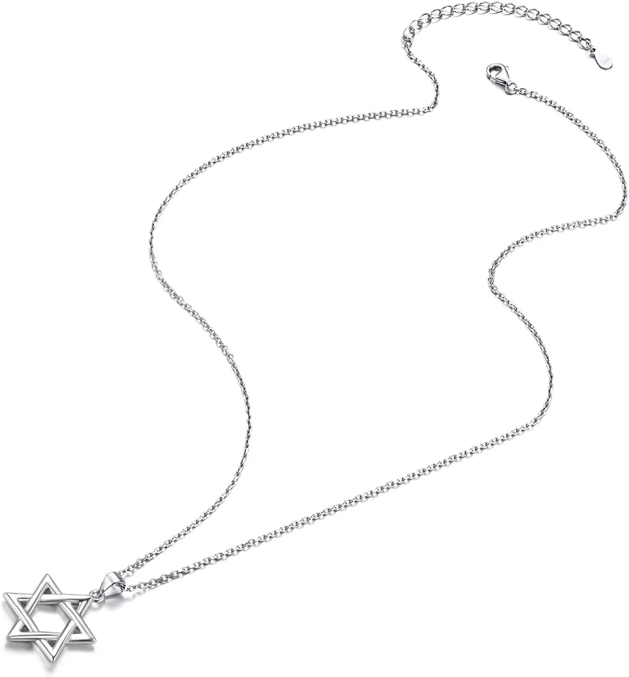 U7 Star of David Necklace for Men Women Gold/Stainless Steel Hexagon Pendant with Cross/Ruby Stone/Classic Jewish Isael Necklaces, Length 22" 24" 26"