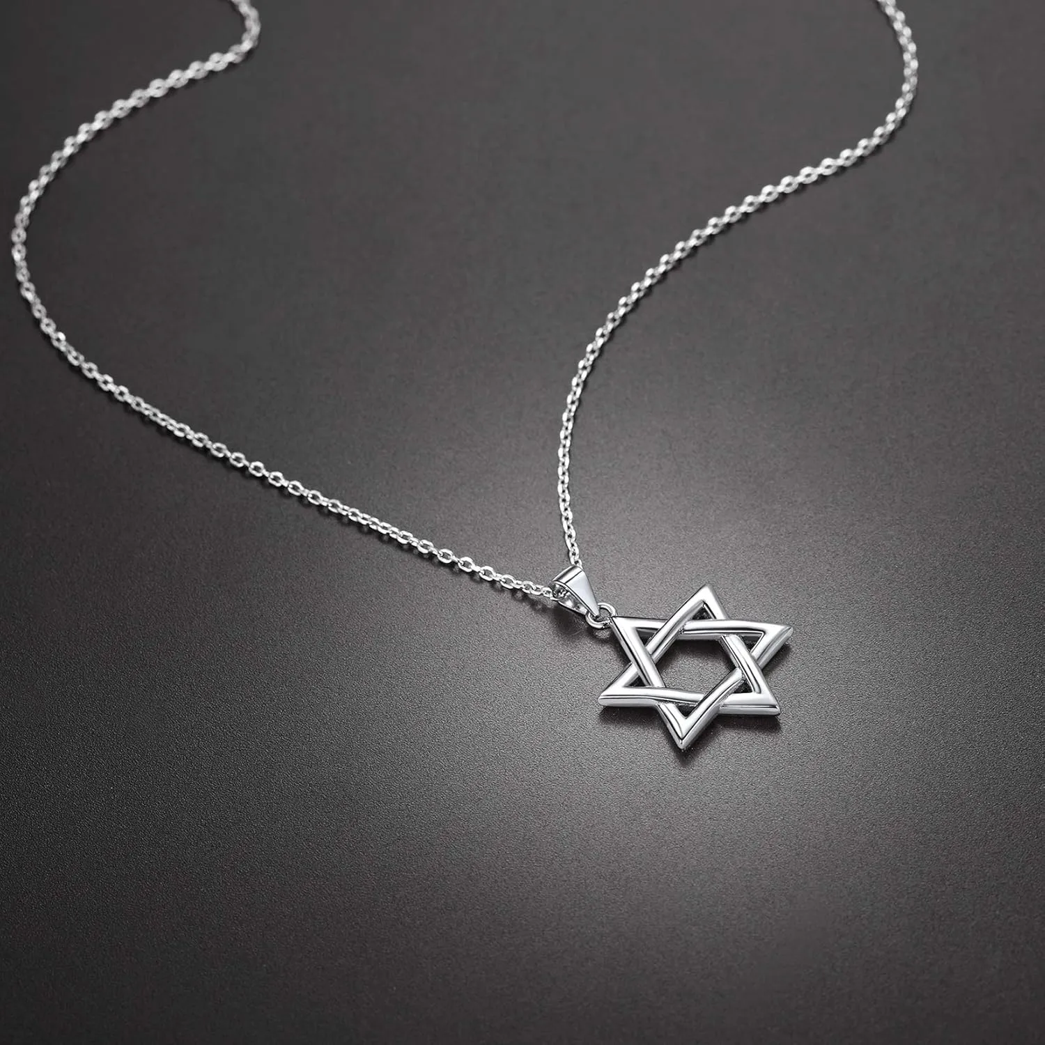 U7 Star of David Necklace for Men Women Gold/Stainless Steel Hexagon Pendant with Cross/Ruby Stone/Classic Jewish Isael Necklaces, Length 22" 24" 26"