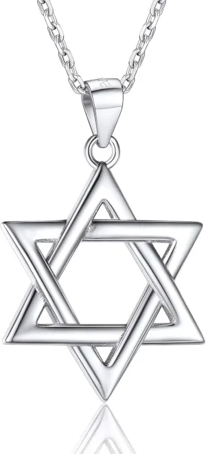 U7 Star of David Necklace for Men Women Gold/Stainless Steel Hexagon Pendant with Cross/Ruby Stone/Classic Jewish Isael Necklaces, Length 22" 24" 26"