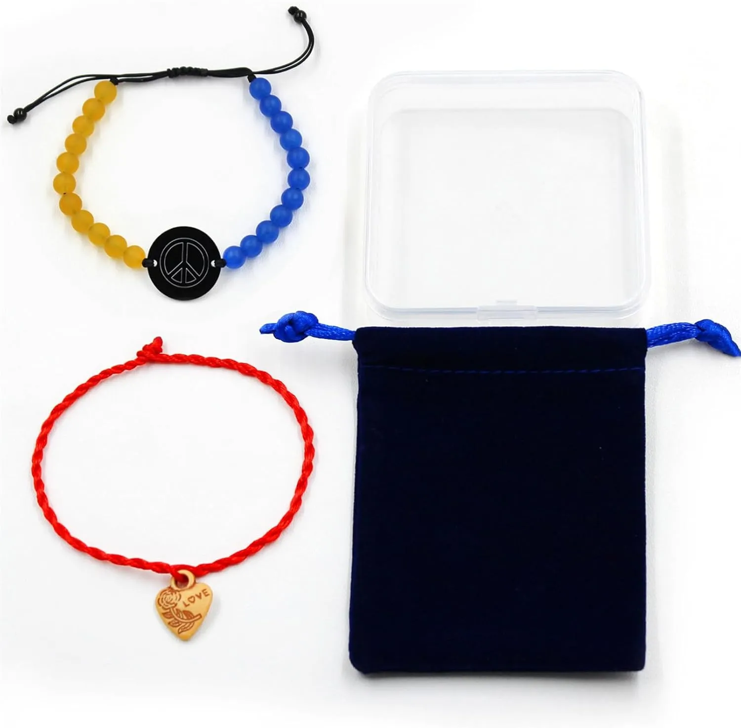 Ukrainian Flag Bracelet - Adjustable Blue and Yellow Crystal Bracelet with Matte Blue Agate and Yellow Jasper Beads, Unisex Peace Symbol Jewelry Commemorative Gift YA5011