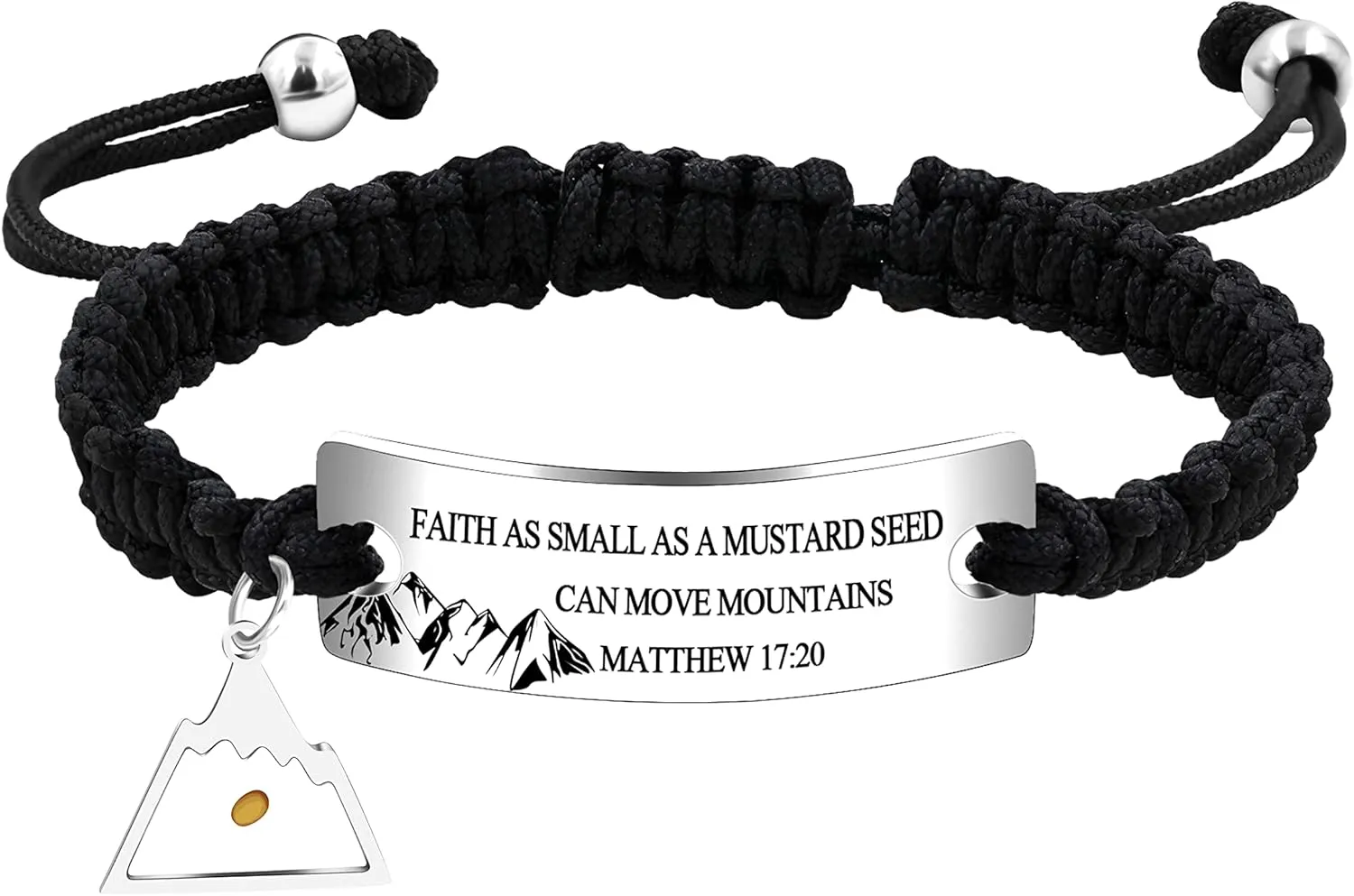 Uloveido Handmade Braided Rope Bracelets - Inspirational Bible Quote Mustard Seed Charm Bracelet for Women and Men