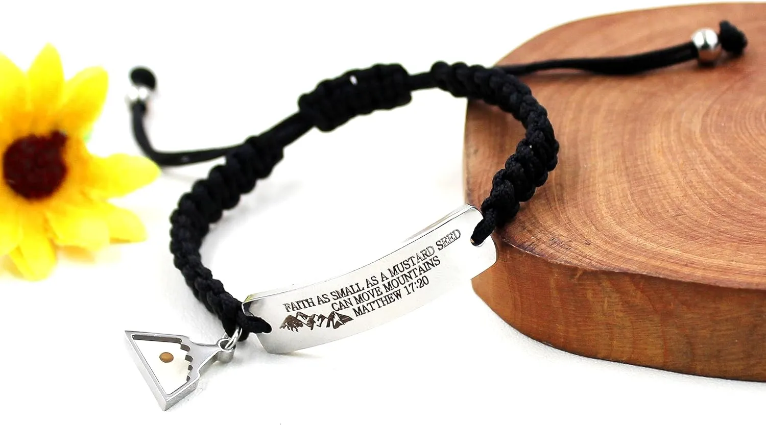Uloveido Handmade Braided Rope Bracelets - Inspirational Bible Quote Mustard Seed Charm Bracelet for Women and Men