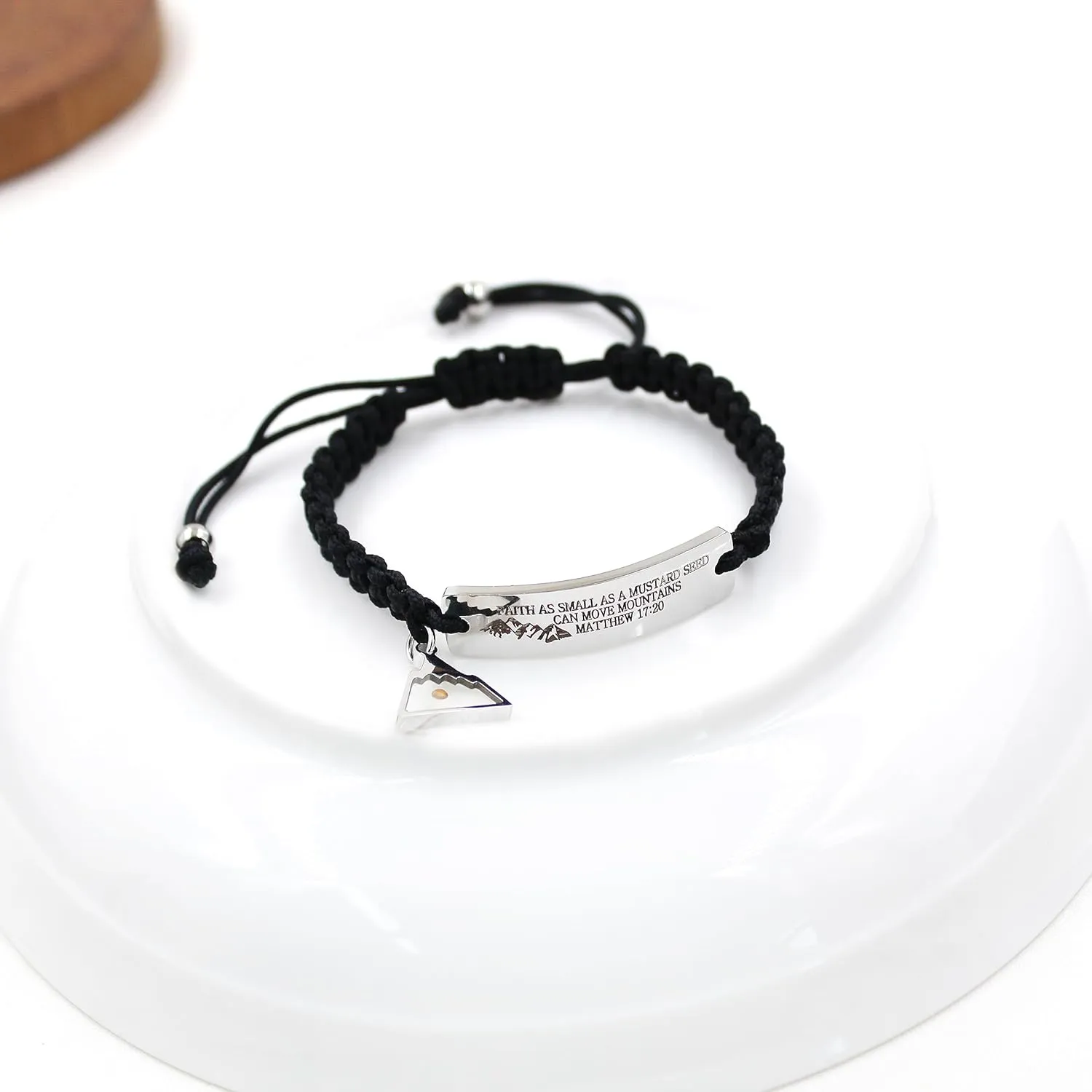 Uloveido Handmade Braided Rope Bracelets - Inspirational Bible Quote Mustard Seed Charm Bracelet for Women and Men