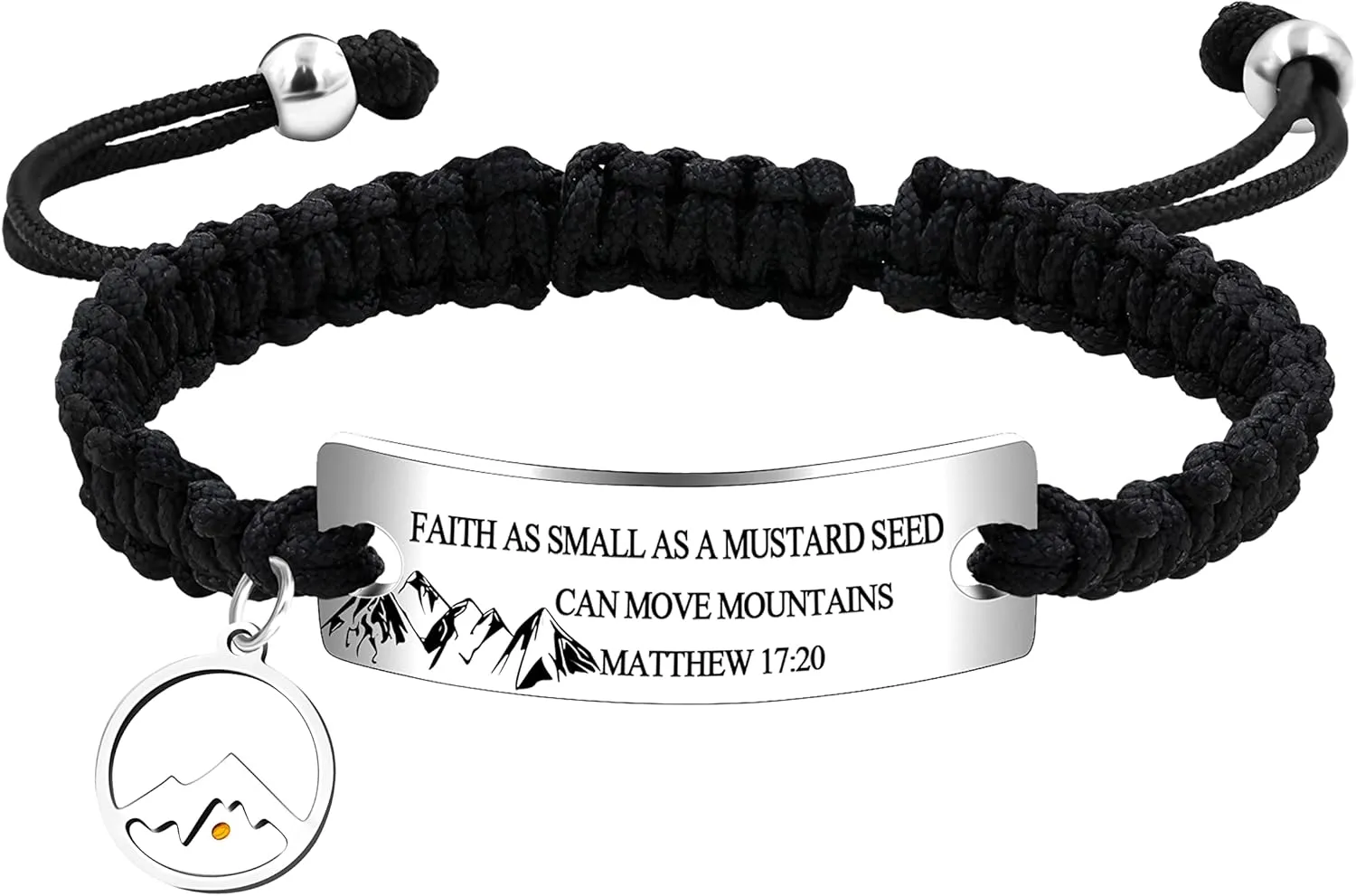 Uloveido Handmade Braided Rope Bracelets - Inspirational Bible Quote Mustard Seed Charm Bracelet for Women and Men