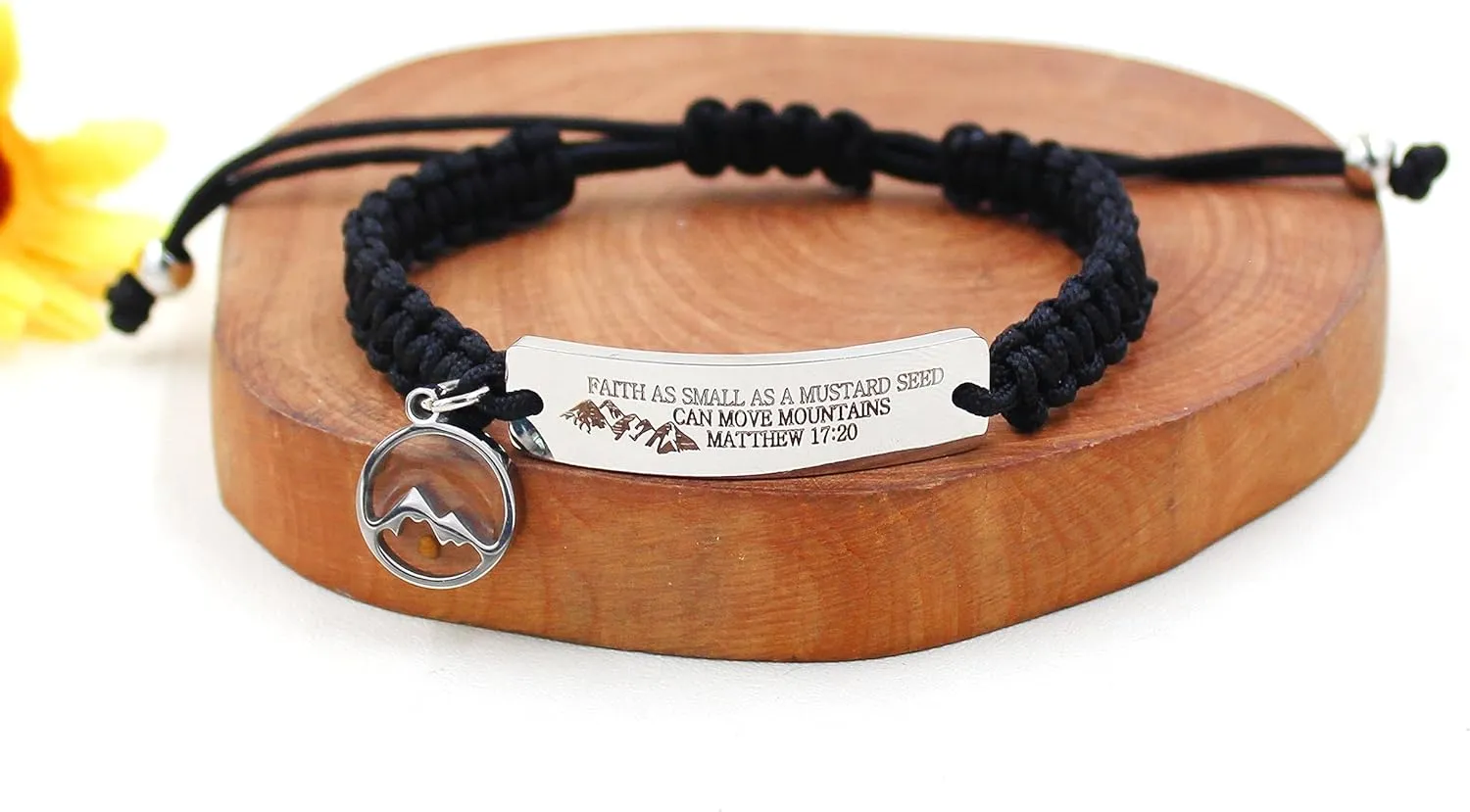 Uloveido Handmade Braided Rope Bracelets - Inspirational Bible Quote Mustard Seed Charm Bracelet for Women and Men