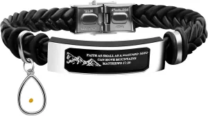 Uloveido Leather Wristbands Bracelet Faith Small AS A Mustard Seed Can Move Mountains Matthew 17:20