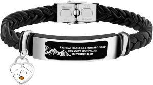 Uloveido Leather Wristbands Bracelet Faith Small AS A Mustard Seed Can Move Mountains Matthew 17:20