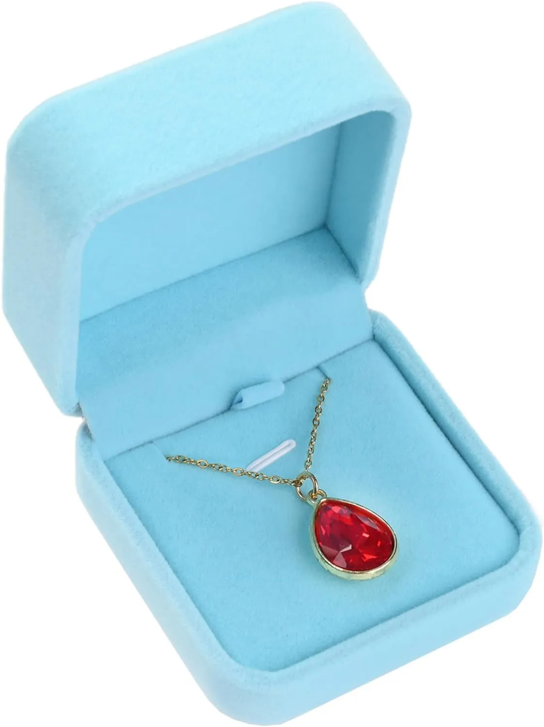 Velvet Necklace Pendant Gift Box Jewelry Box Jewelry Display 2.8 x 2.8 x 1.6 inches (Blue)