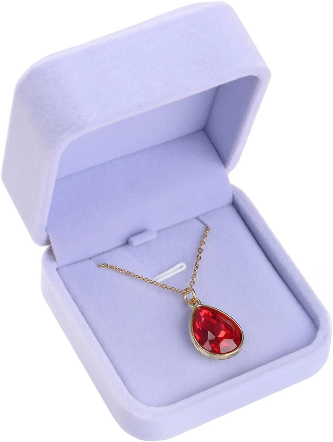 Velvet Necklace Pendant Gift Box Jewelry Box Jewelry Display 2.8 x 2.8 x 1.6 inches (Purple)