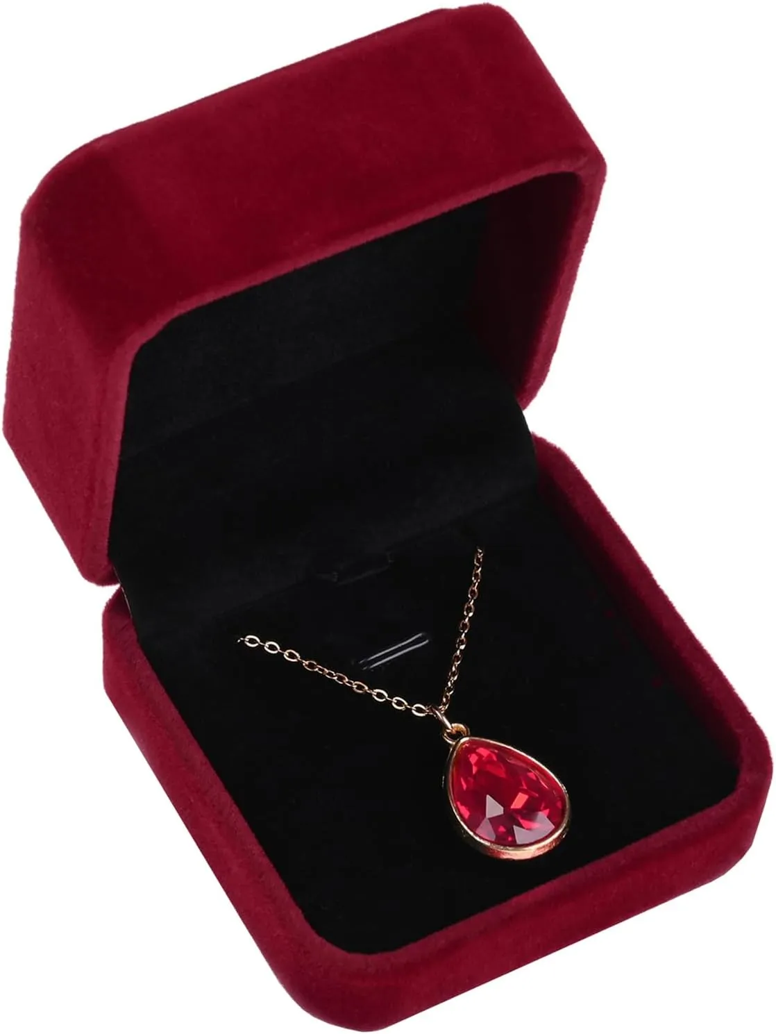 Velvet Necklace Pendant Gift Box Jewelry Box Jewelry Display 2.8 x 2.8 x 1.6 inches (Wine)