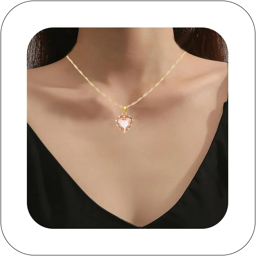 Vintage Heart Pendant Necklace Choke Classic Crystal Rhinestone Heart Tennis Neck Chain Bridal Wedding Jewelry Accessories Gift for Women
