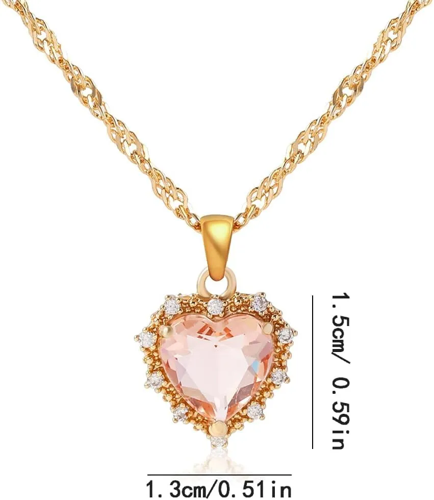 Vintage Heart Pendant Necklace Choke Classic Crystal Rhinestone Heart Tennis Neck Chain Bridal Wedding Jewelry Accessories Gift for Women
