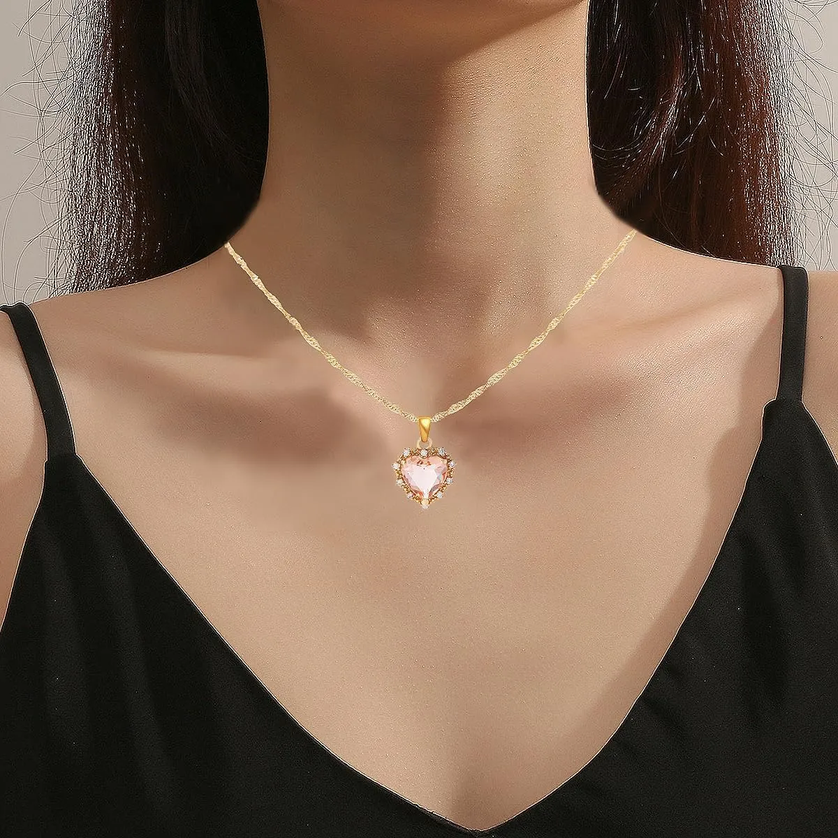 Vintage Heart Pendant Necklace Choke Classic Crystal Rhinestone Heart Tennis Neck Chain Bridal Wedding Jewelry Accessories Gift for Women