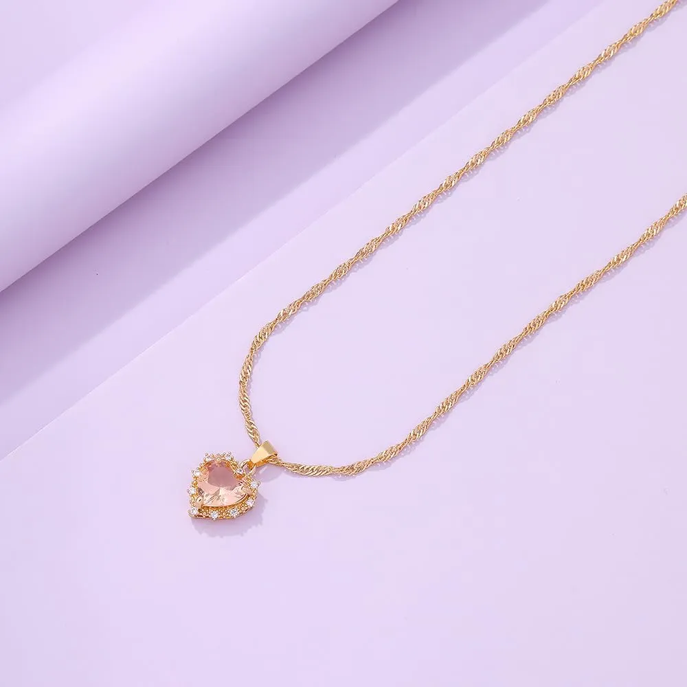 Vintage Heart Pendant Necklace Choke Classic Crystal Rhinestone Heart Tennis Neck Chain Bridal Wedding Jewelry Accessories Gift for Women