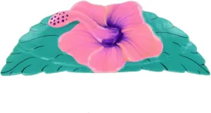Vintage Pink Hibiscus Flower Painted Wood Scarf Slide Clip Ring or T Shirt Tie Fashion Details for Ties Trendy Accessories Stylish Additions