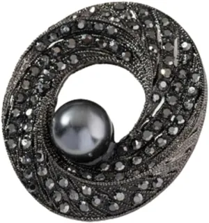 Vintage Rhinestone Crystal Bow Brooch Pin with Black Pearl for Women Delicate Black Bow Brooch Classic Antique Victorian Style Prom Wedding Jewelry