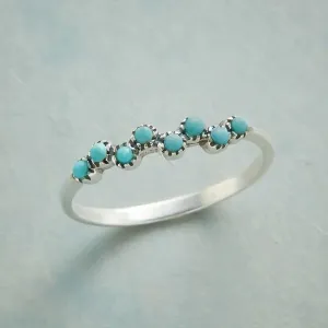 Vintage Small Dainty Ring 925 Sterling Silver Turquoise Stackable Ring for Women Everyday Comfort Ring Bohemia Promise Band Ring(6#)