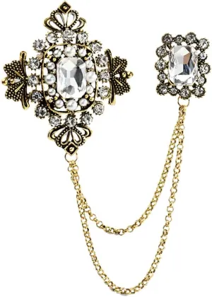 vintage style crystal chain brooch, lapel pin, suit dress sweater scarf accessories, are exquisite gifts that both men and women can choose from