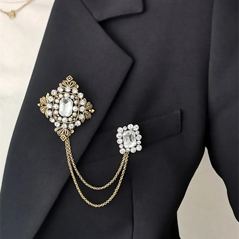 vintage style crystal chain brooch, lapel pin, suit dress sweater scarf accessories, are exquisite gifts that both men and women can choose from