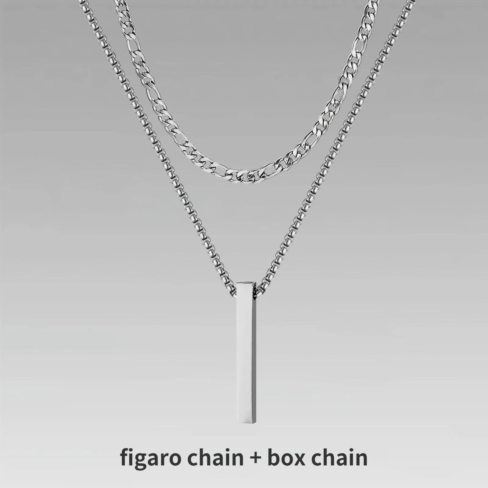 Vnox 3D Vertical Bar Necklaces for Men