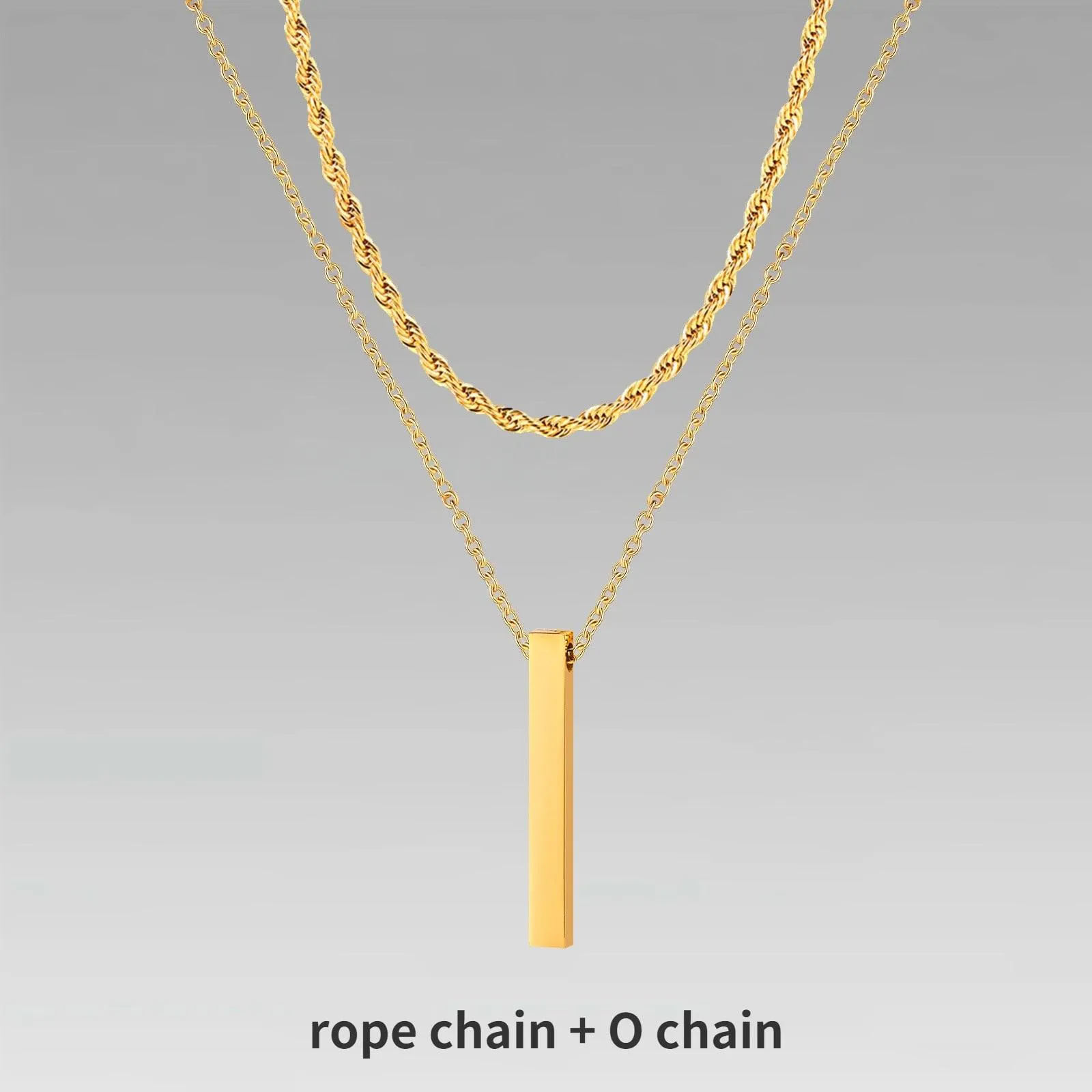 Vnox 3D Vertical Bar Necklaces for Men