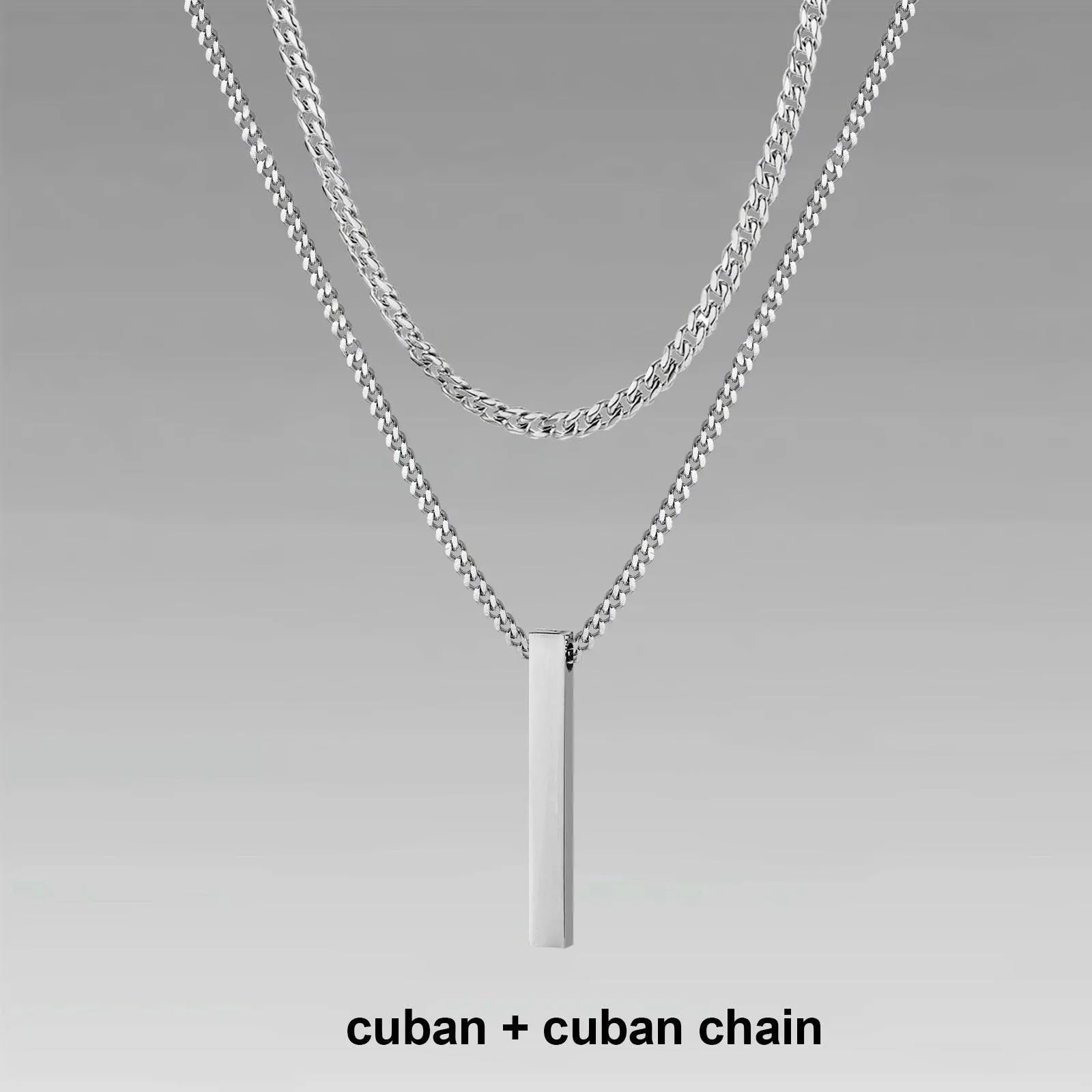 Vnox 3D Vertical Bar Necklaces for Men