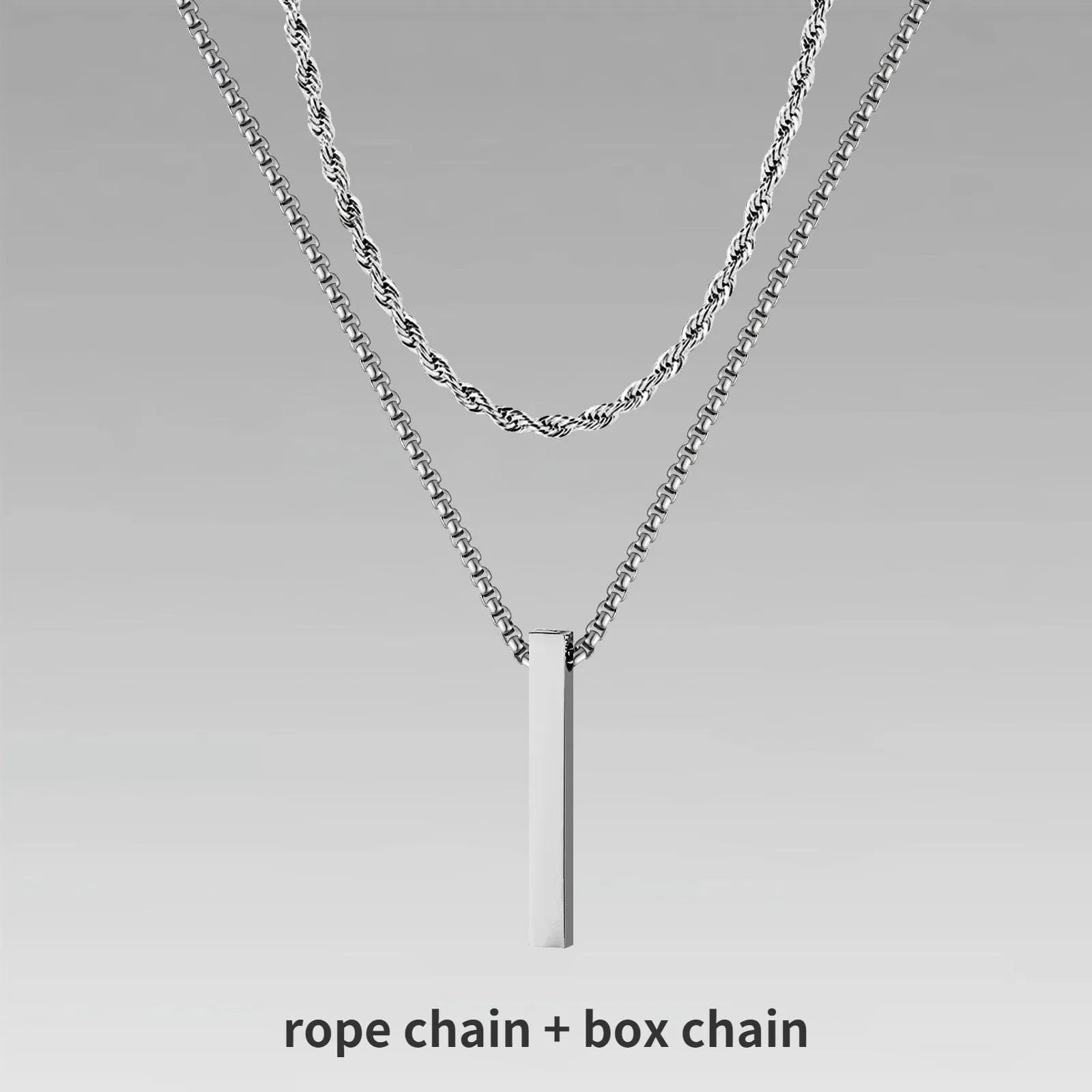 Vnox 3D Vertical Bar Necklaces for Men
