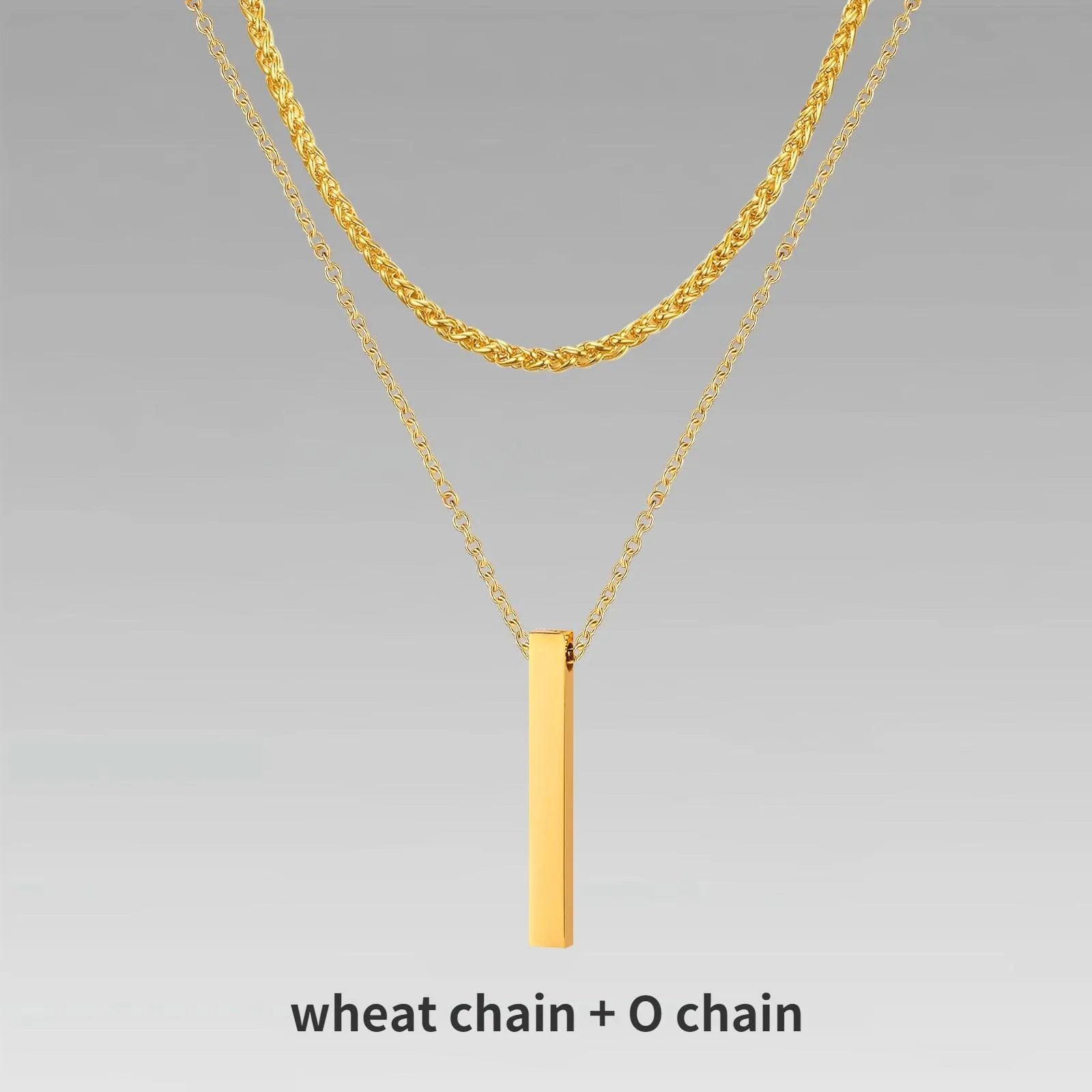 Vnox 3D Vertical Bar Necklaces for Men