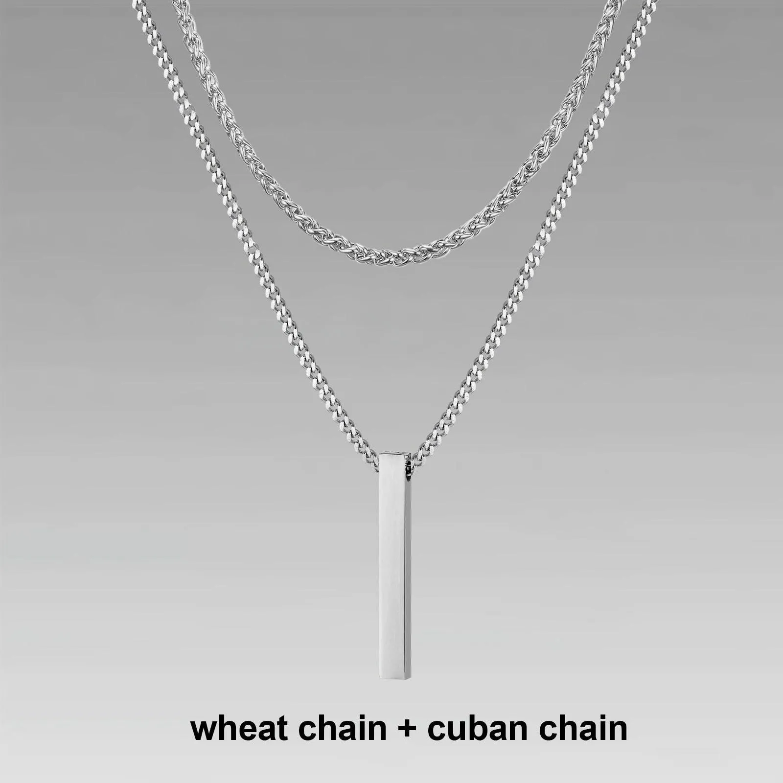 Vnox 3D Vertical Bar Necklaces for Men