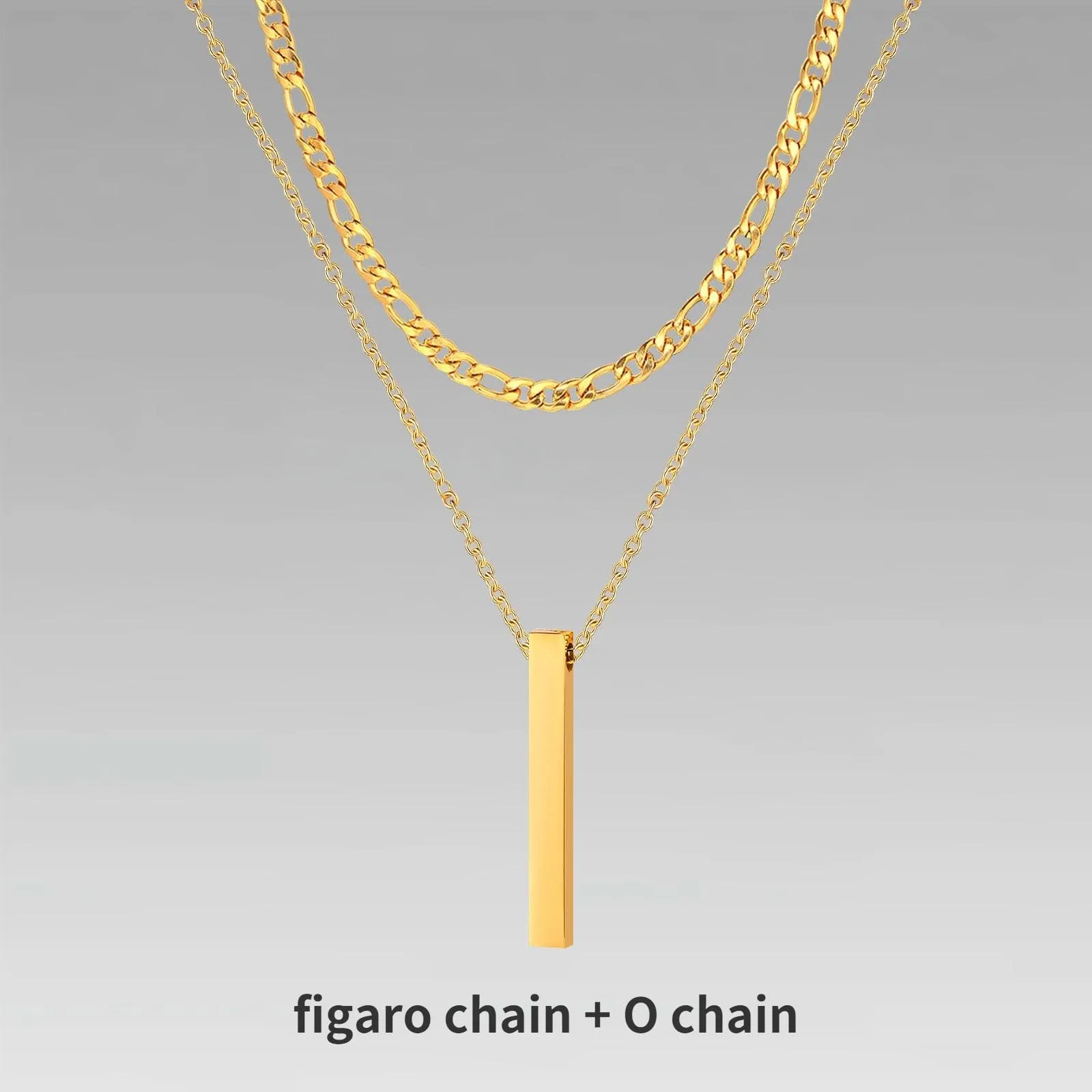 Vnox 3D Vertical Bar Necklaces for Men