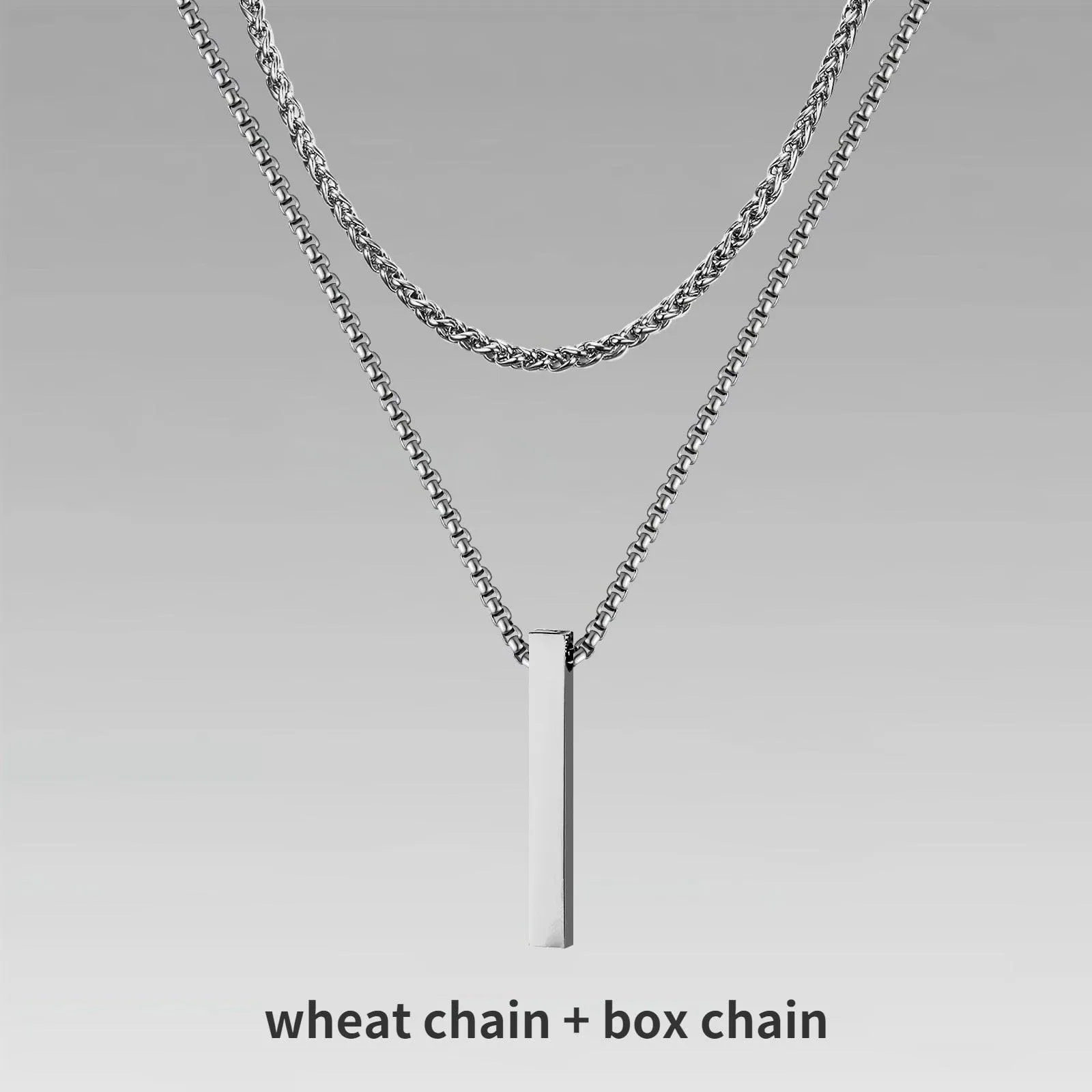 Vnox 3D Vertical Bar Necklaces for Men