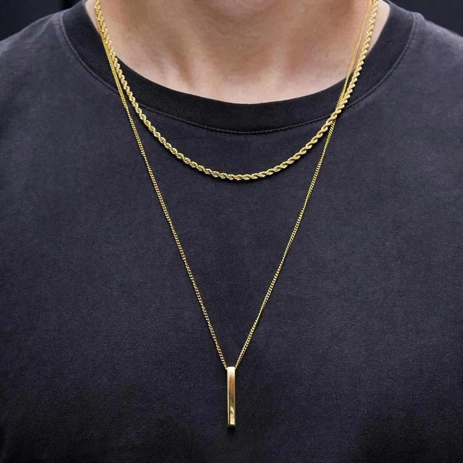 Vnox 3D Vertical Bar Necklaces for Men