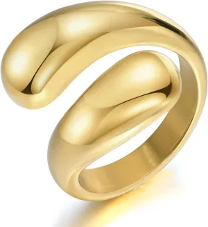 VNOX Gold Rings for Women  14k Gold Plated Stainless Steel Chunky Statement Rings Twisted Braided Ring Stackable Rings Chunky Signet Ring for Womens Jewelry Trendy